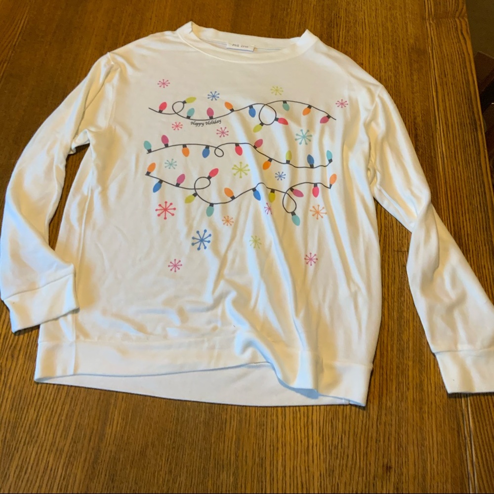 Holiday lights sweater - white